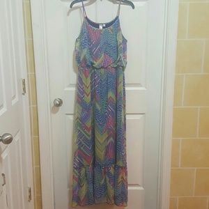 Tropical print bloused over maxi